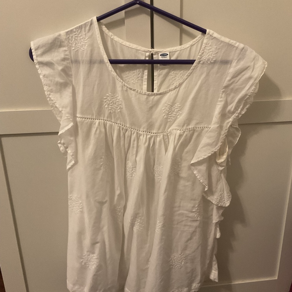 White Ruffled Beachy Blouse